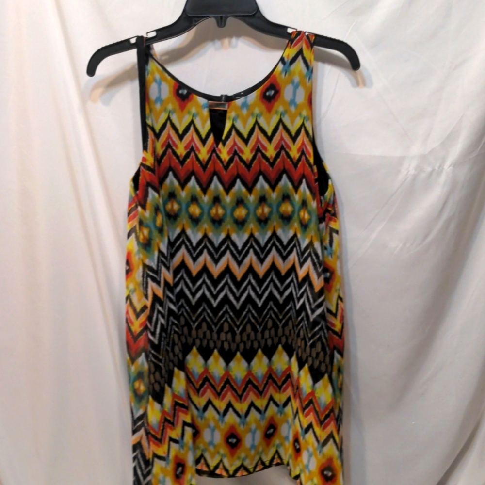 New Directions long sleeveless multicolored boho blouse size medium